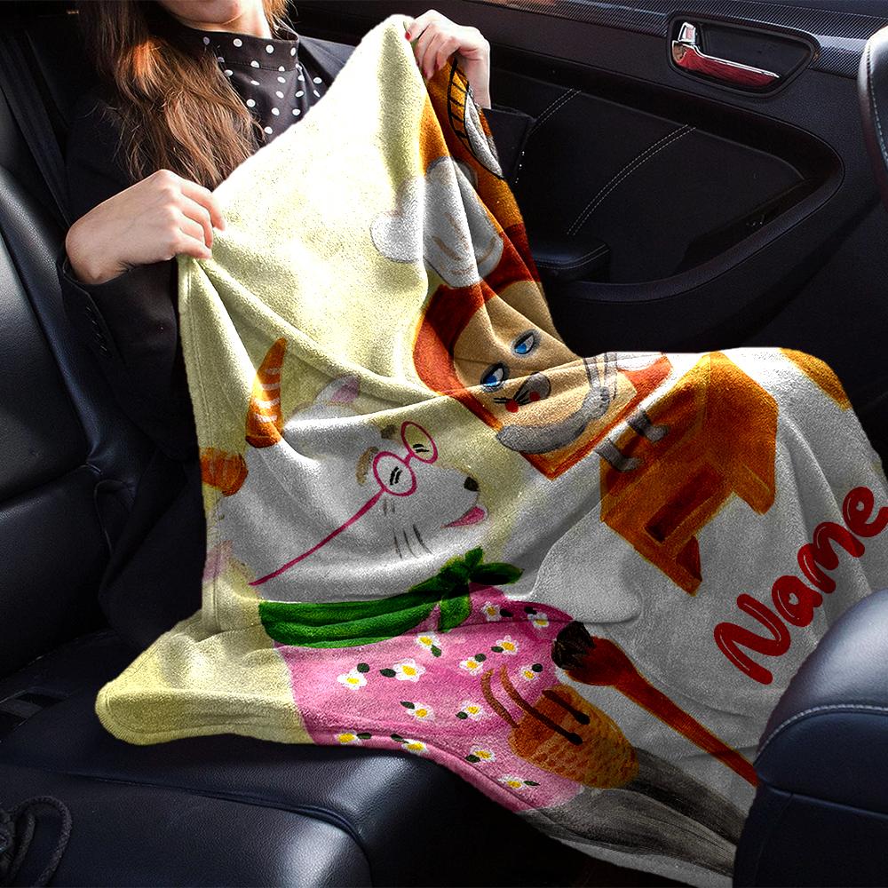 Customiz Name Personality Bread Thief Blanket Soft &Warm Sofa Office Bed Travel Lunch Break Blanket, Gift Suitable for All Seasons