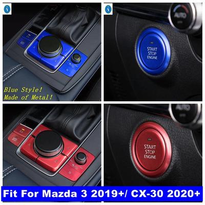 For Mazda 3 - / CX-30 - 2024 Car Accessories Shift Gear Panel Decor Start Stop Engine Push Button Ring Cover Trim