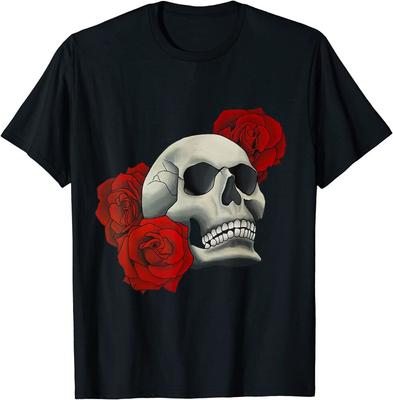 Red Rose Skull Skeleton Unisex T-Shirt