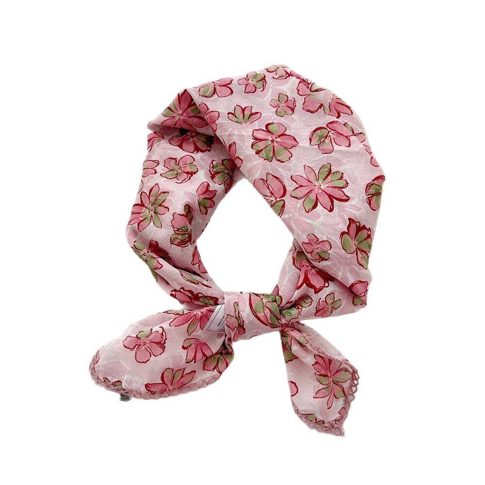 Pure Cotton 70Cm Small Square Scarf, Fresh And Breathable For Women, Soft Literary And Decorative Small Silk Scarf, Versatile Floral Scarf For Women