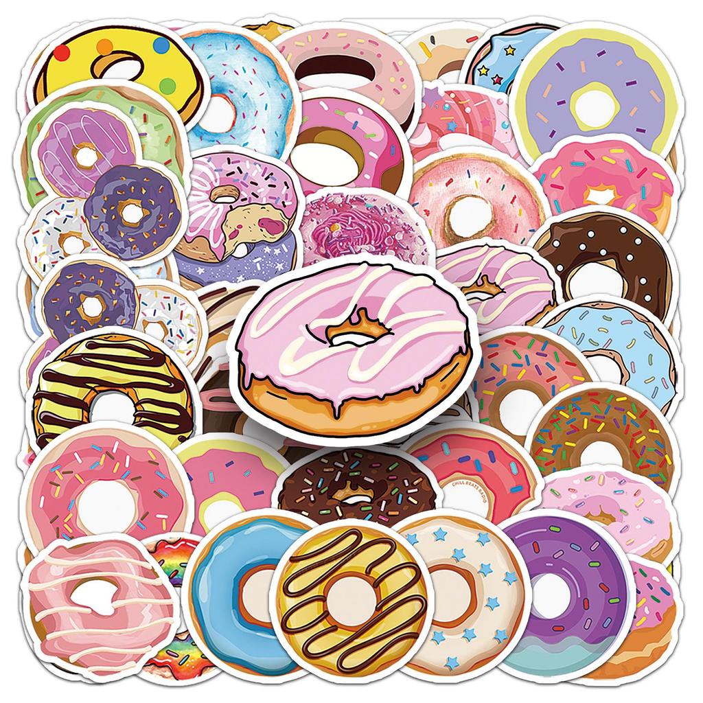 50PCS Sweet Donut Stickers: Trendy Graffiti Designs for Laptops, Cars & More