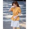 Women's French Style V-Neck Petal Hem Blouse