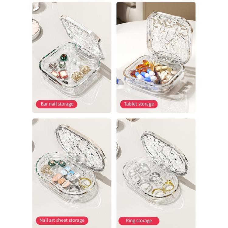 Portable Medication Box with Removable Divider Leak Proof Water Ripples Pills Organizer Medicine Storage Case