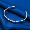 Elegant 925 Sterling Silver Delicate Bamboo-Shaped Open Bangle for Women, Fashionable Wedding Party Accessories