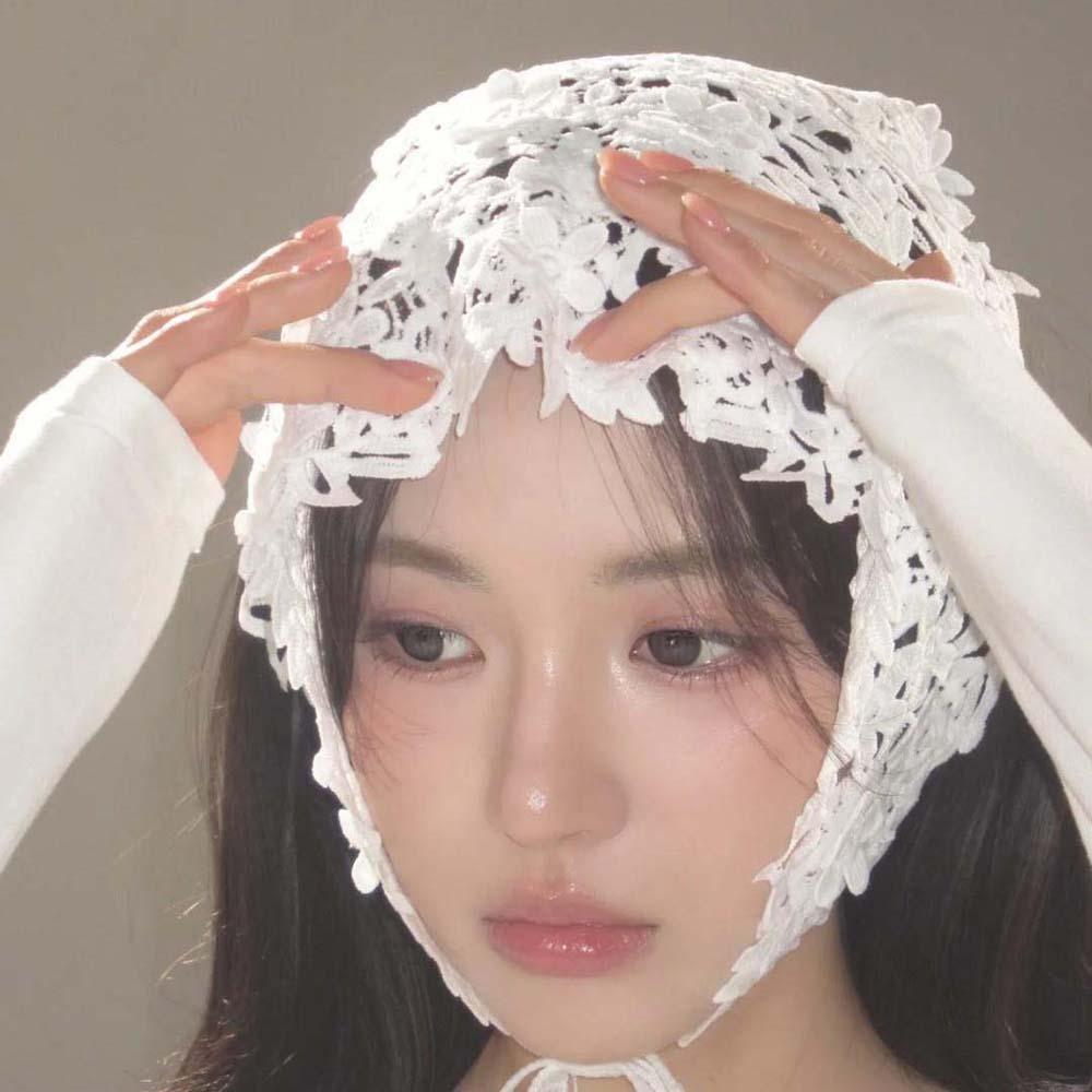 Cotton Floral Knitted Headband Breathable Crochet Bandana Bohemian Hair Band  Head Decoration