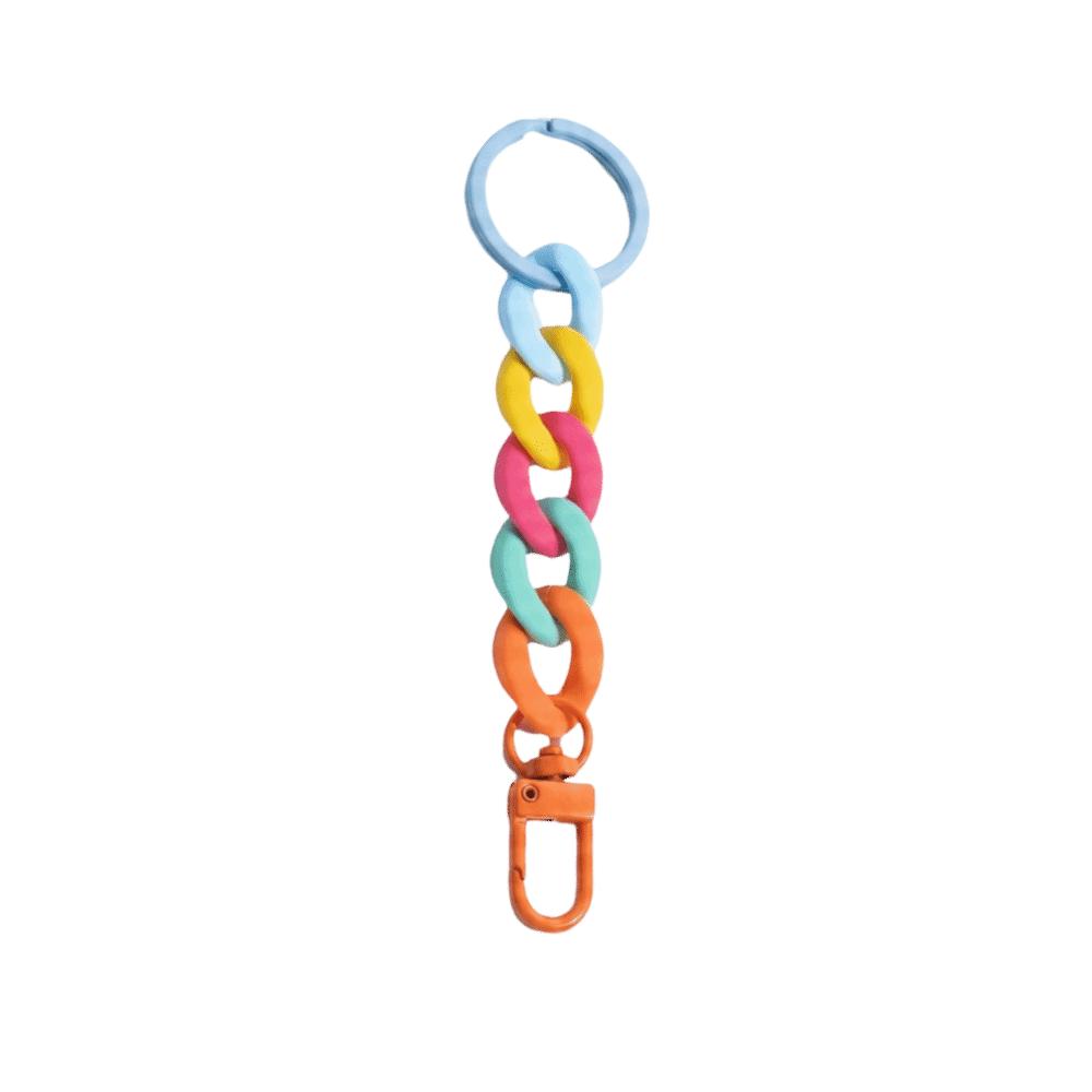 Matte Acrylic Chunky Chain Keychain Macaroon Color Keyring Bag Charm For Women