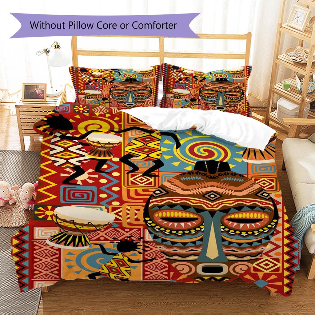 Ethnic Tribal Texture Pattern Bedding Quilt Set Quilt Cover Pillowcase Home Decoration Gift (1 * duvet cover + 2 * pillowcase, without core)