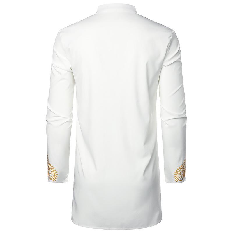 Men Printed Bronzing Shirt Printed Totem Long Shirt African Style Shirt