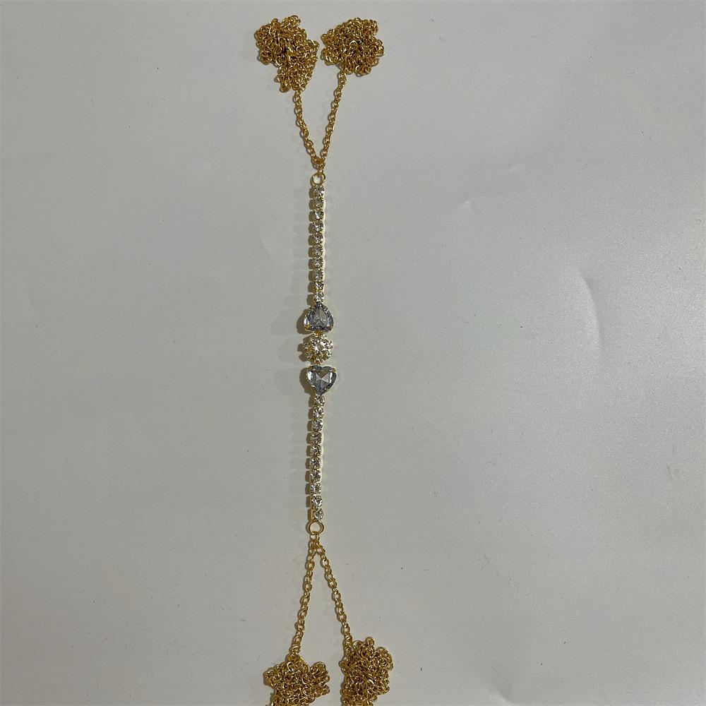Europäische Und Amerikanische Neue Mode Doppel-Liebesform Brustkette Nachtclub Schmuck Voll Mit Diamanten Sexy Strass Körperkette Körperkette