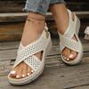 Summer Comfortable Buckle Party Sandals for Women Plus Size Fashionable New Round Headed Elegant Wedge Sandals