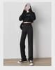Women's Black Wide-Leg Suit Pants, 2024 Spring Design, High-Waist, Loose Drape, Floor-Length Casual Trousers