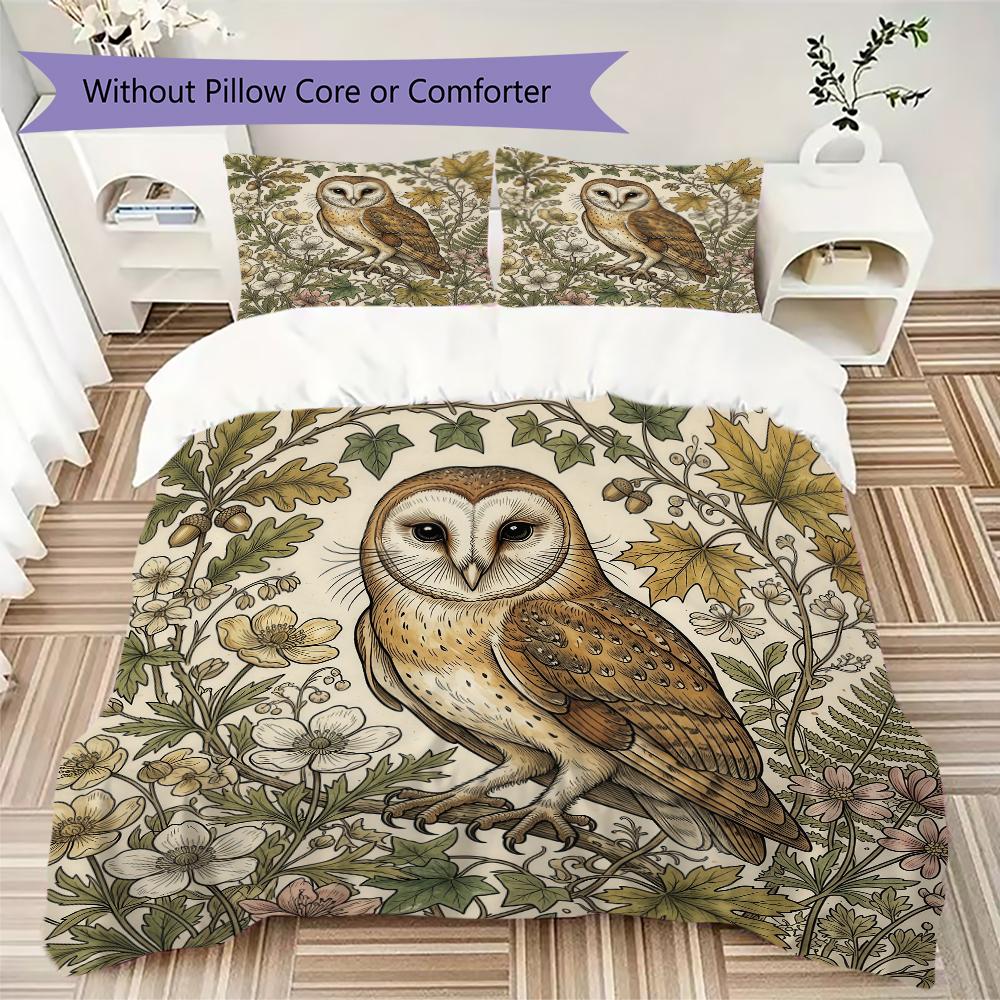 Classic Realism Owl Pattern Bedding Uilt Set Uilt Cover Pillowcase Home Decoration Birthday Gift (1 * Duvet Cover + 2 * Pillowcase Without Core)