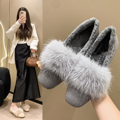 Concise Lambwool Moccasins Femme Curly Sheep Fur Flats Woman Warm Plush Loafers Winter Cotton Shoes Women Furry Ballet Shoes