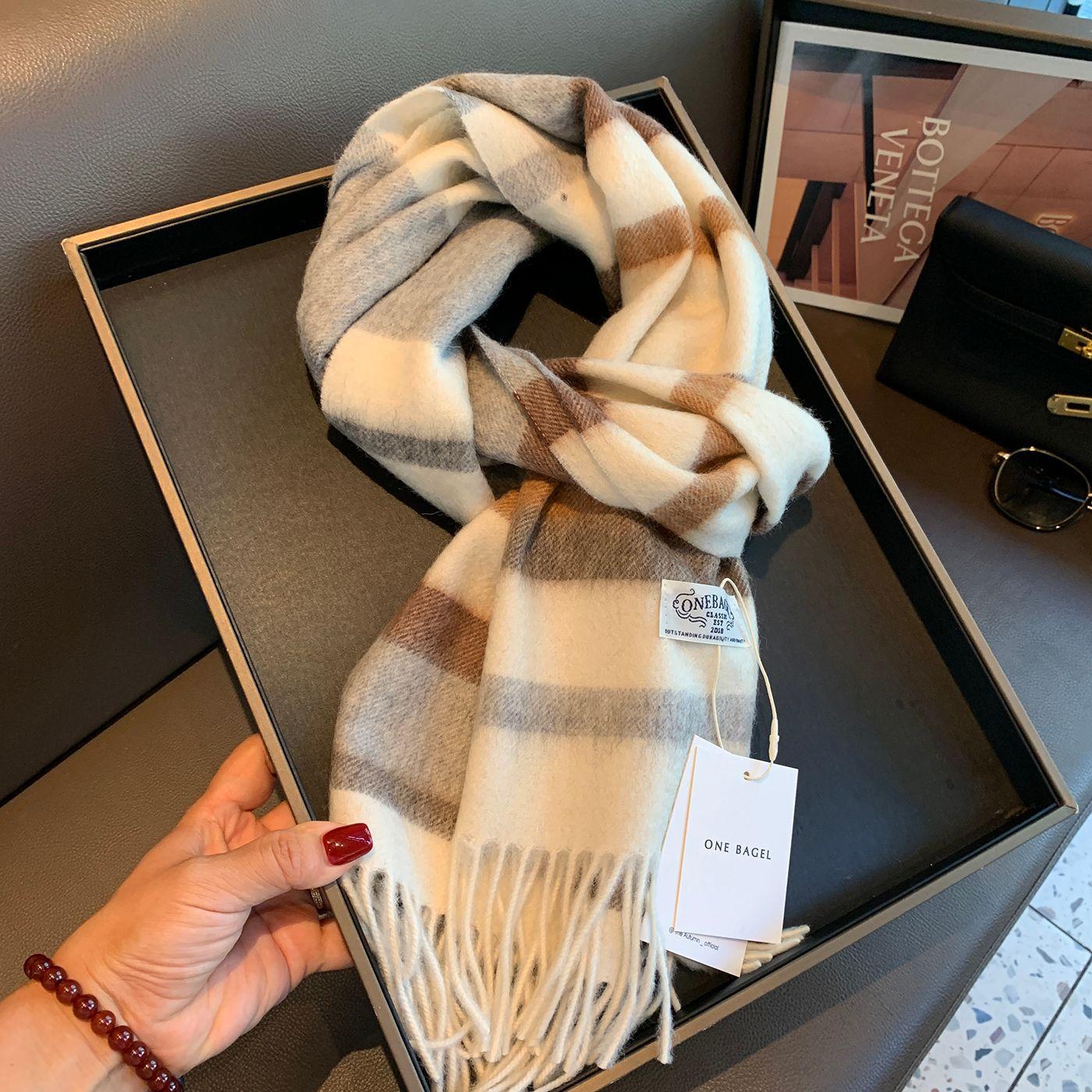 2025 new scarf women s winter Korean atmosphere scarf 100% wool Korean version warm scarf shawl dual-purpose about 185*32cm