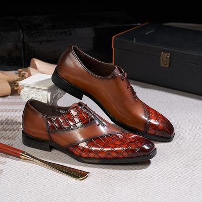 Luxuriöse Herren Oxfords Kuh Lackleder Krokodilmuster Hochzeitsparty Kleiderschuhe für Herren Schnürschuhe Büro Formelle Schuhe