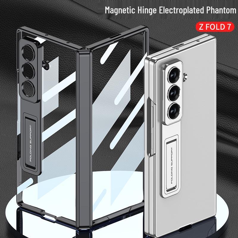 Samsung Z Fold7 Magnetisches Scharnier Schutzhülle mit Ständer und Transparenter Schale