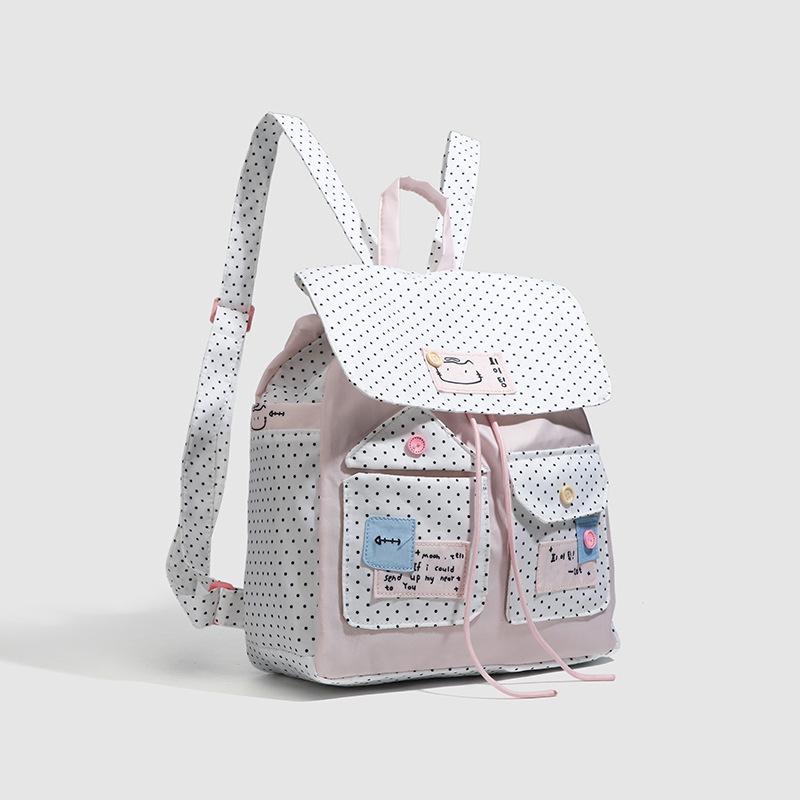 High value large capacity floral canvas backpack niche design girl heart student class backpack commuter schoolbag