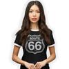 Route 66 Road Sign Retro Style Printed Ringer T-Shirt Birthday Gift
