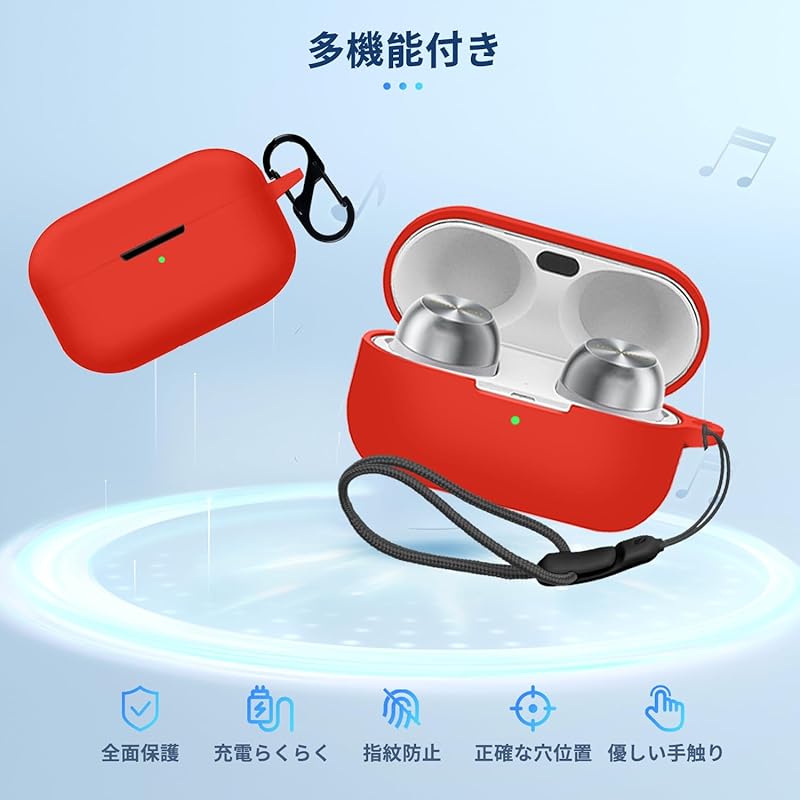 For Technics EAH-AZ100 for Case Cover [NOUKAJU] Wireless Earphones Silicon Protective Case (With Carabiner + Strap Included) ) Fall Prevention Scratch