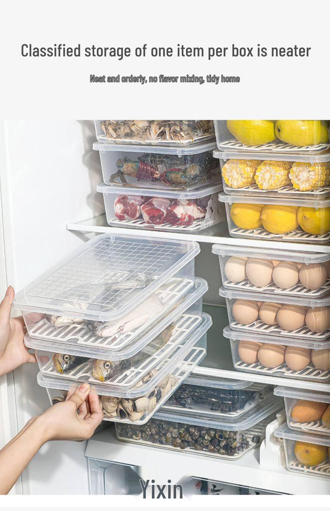 Plastic Japanese-Style Fresh-Keeping Box with Lid for Refrigerator Storage