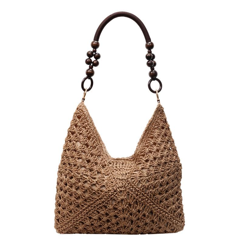 

Summer woven bag women s 2025 new trendy fashion literary tote bag large capacity straw woven bag beach bag tide темно-коричневого