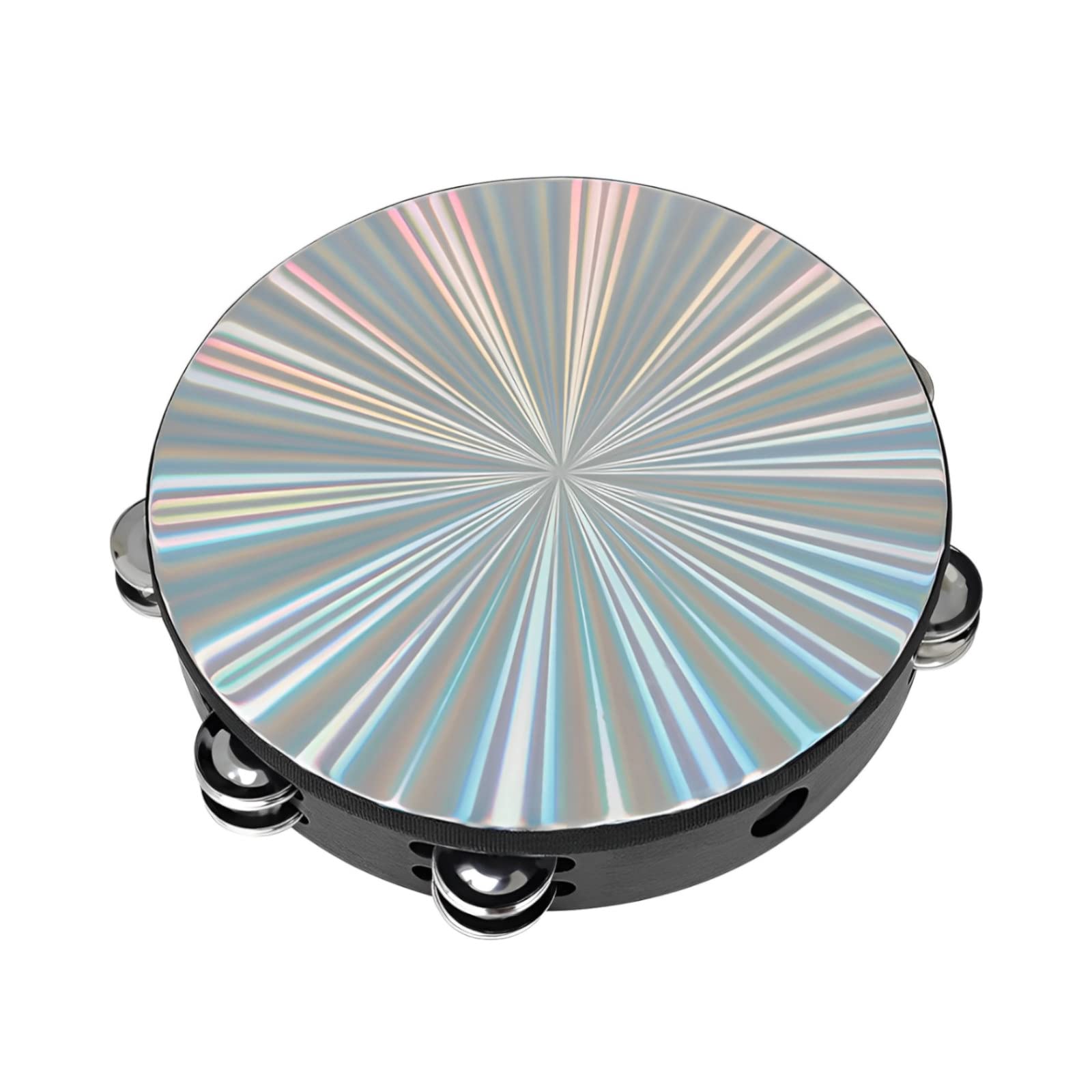 

heizi Tambourine for Children, 20cm, Sparkly Reflective, Perfect for Nursery School, Kindergarten, and Performances (Silver)