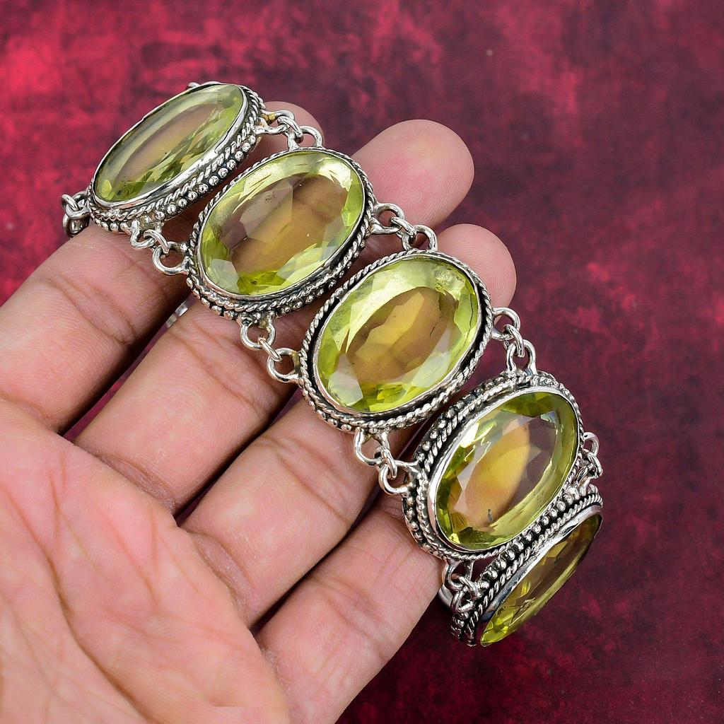 Lemon Topaz Gemstone 925 Solid Sterling Silver Jewelry Bracelet, Handmade Silver Jewelry For Her, Beauteous Topaz Bracelet Jewelry For Women