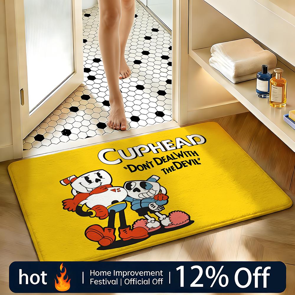 Soft Absorbent Non-Slip Rug Game C-Cuphead Floor Mat Home Decor Doormat Bedroom Floor Mat Shower Carpet