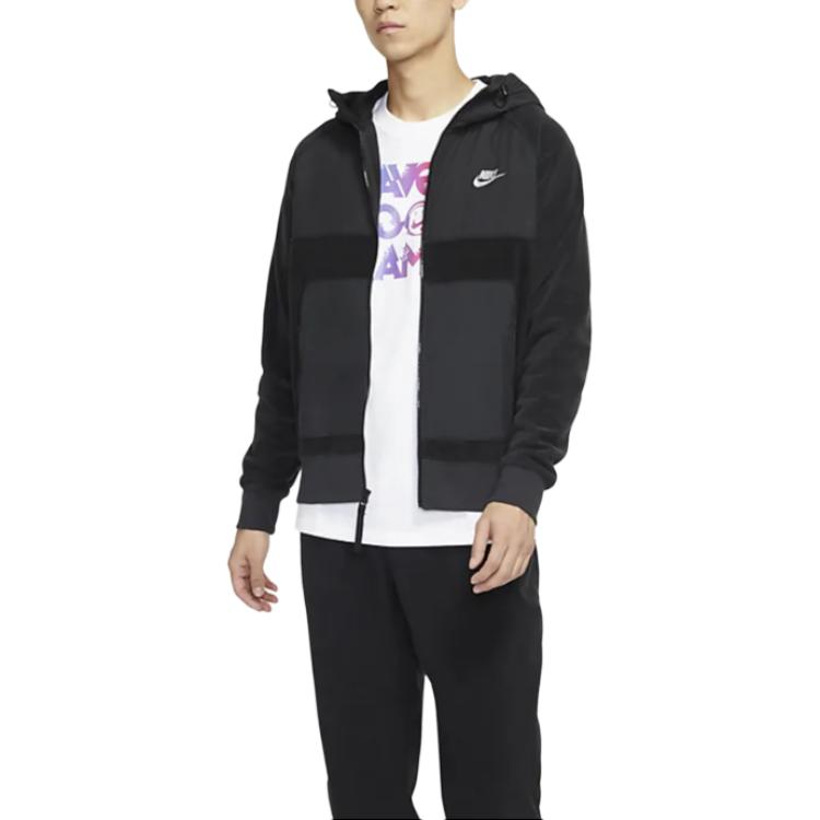 Nike Sweatshirts Men's Black Hooded Moderate Cardigan DC4114-010