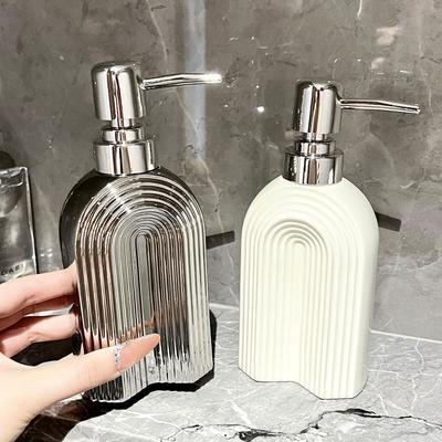 White 350ML Soap Dispenser Siver Bathroom Hand Liquid Soap Dispenser Ceramic Shampoo Bottles 350ML
