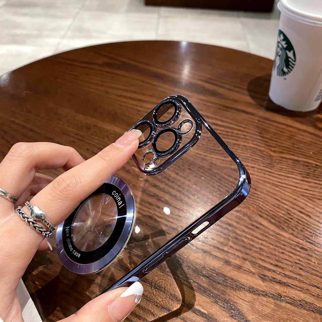 Luxury Electroplated Magnetic Mobile Phone Case for iPhone 11 12 13 14 15 16 Pro Max Back Cover with Lens Film Protection