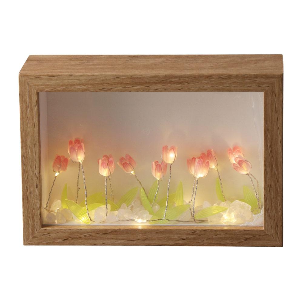 

Прикроватный светильник для сна, подарочная фоторамка, ночник, материал «сделай сам», вечный цветок, искусственный тюльпан