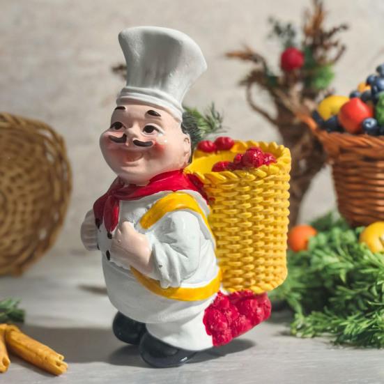 Fat Chef Resin Figurine Toothpick Holder Resin Chef Statue Sculpture Home Cafe Restaurant Kitchen