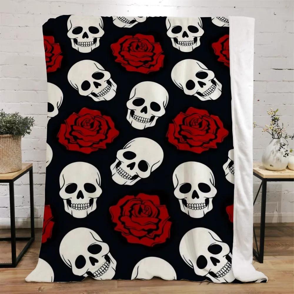 Mexico Flower Skull Custom Blanket King Size Hairy Blankets for Bed Throw Home Interior Knitted Plaid Luxury Bedding Beach Towel
