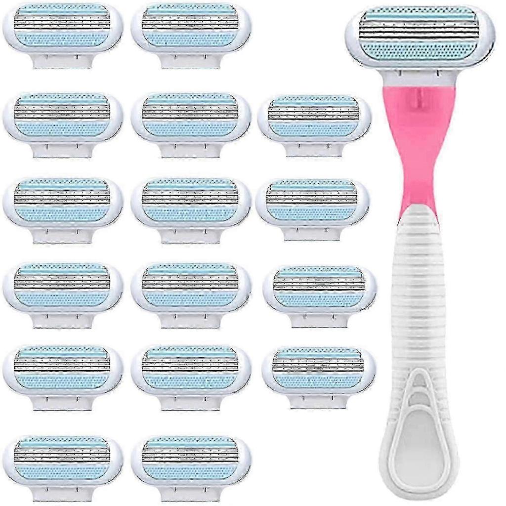Damen Rasierklingen Nachfüllpackungen - 16 Pinker Griff Komfortable Glatte Rasur