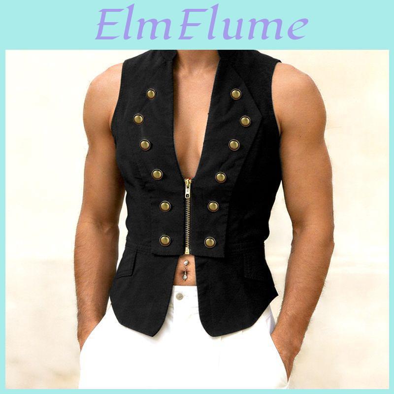 Deep V Incerun Men Neck Sleeveless Splits Zipper Casual Fitted Thin Tank Tops Waistcoats