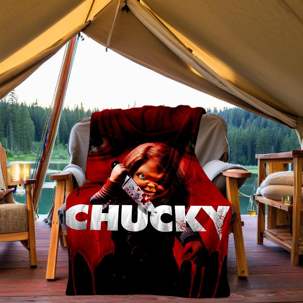 1pc Chucky Outdoor Blanket Lightweight Flannel, Soft & Warm, All Season Use for Sofa, Outdoor, Camping, Living Room, Office, Chair