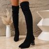 2025 Fall/Winter Over The Knee Boots Women's Thick Heel High Boots Autumn New Stretch Mid-Heel Women's Boots