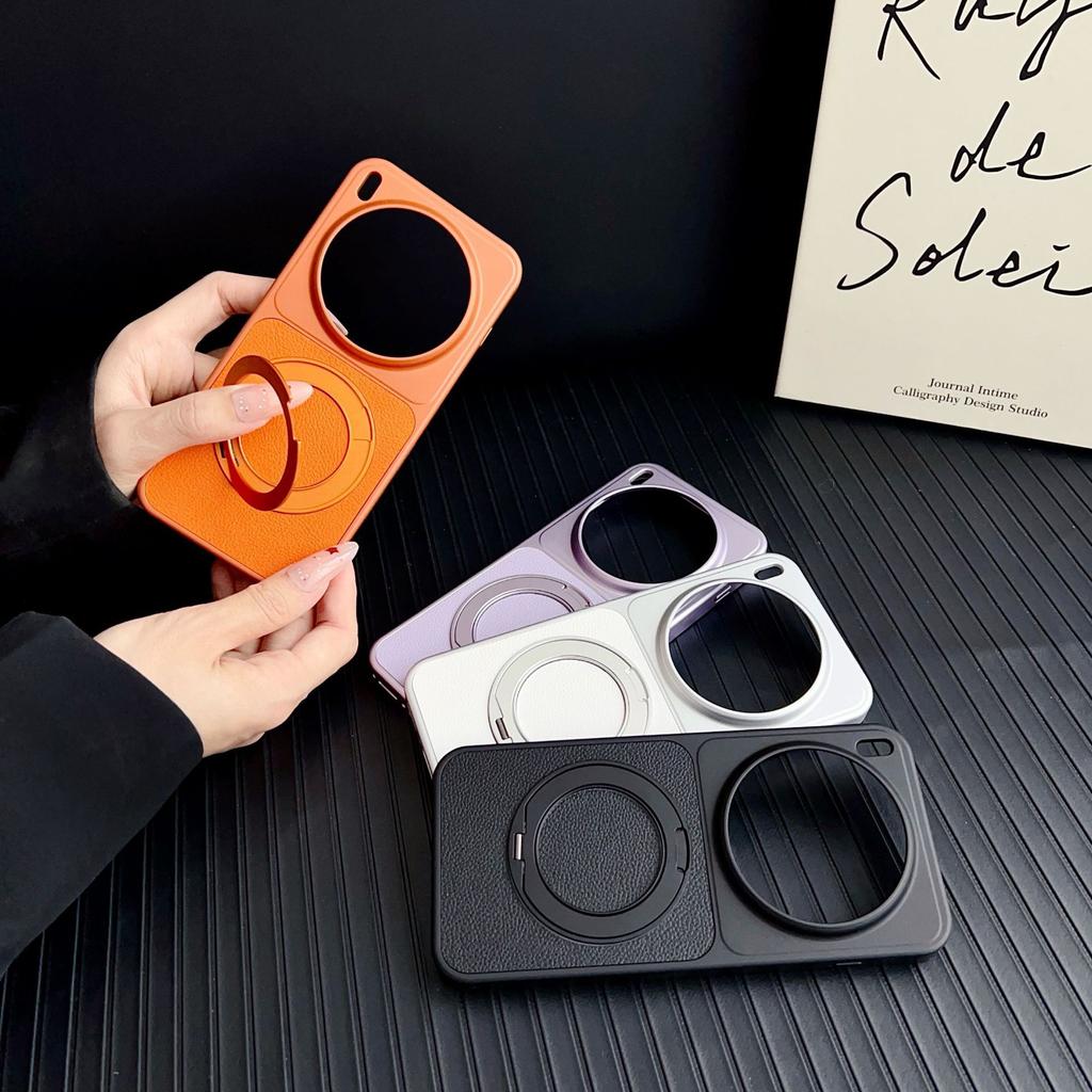 Applicable to VIVO X300S mobile phone case, lychee leather pattern 360 rotating magnetic suction bracket X200Ultra anti-drop hard cover
