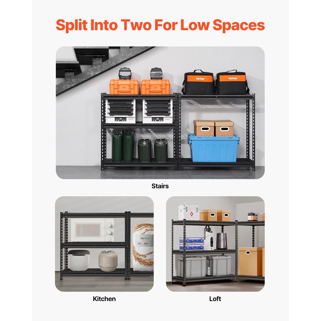 SucceBuy 5 Tier Metal Storage Shelves Height Adjustable Garage Shelving Racking Freestanding Shelf Unit for Industrial Warehouse