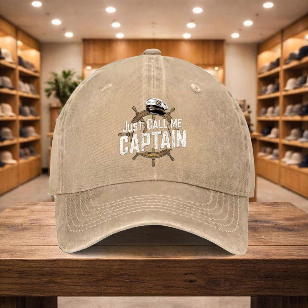 pc Adjustable Duckbill Baseball Cap with Just Call Me Captain Text  Lightweight Unisex Snapback Hat Suitable for Sports Tra