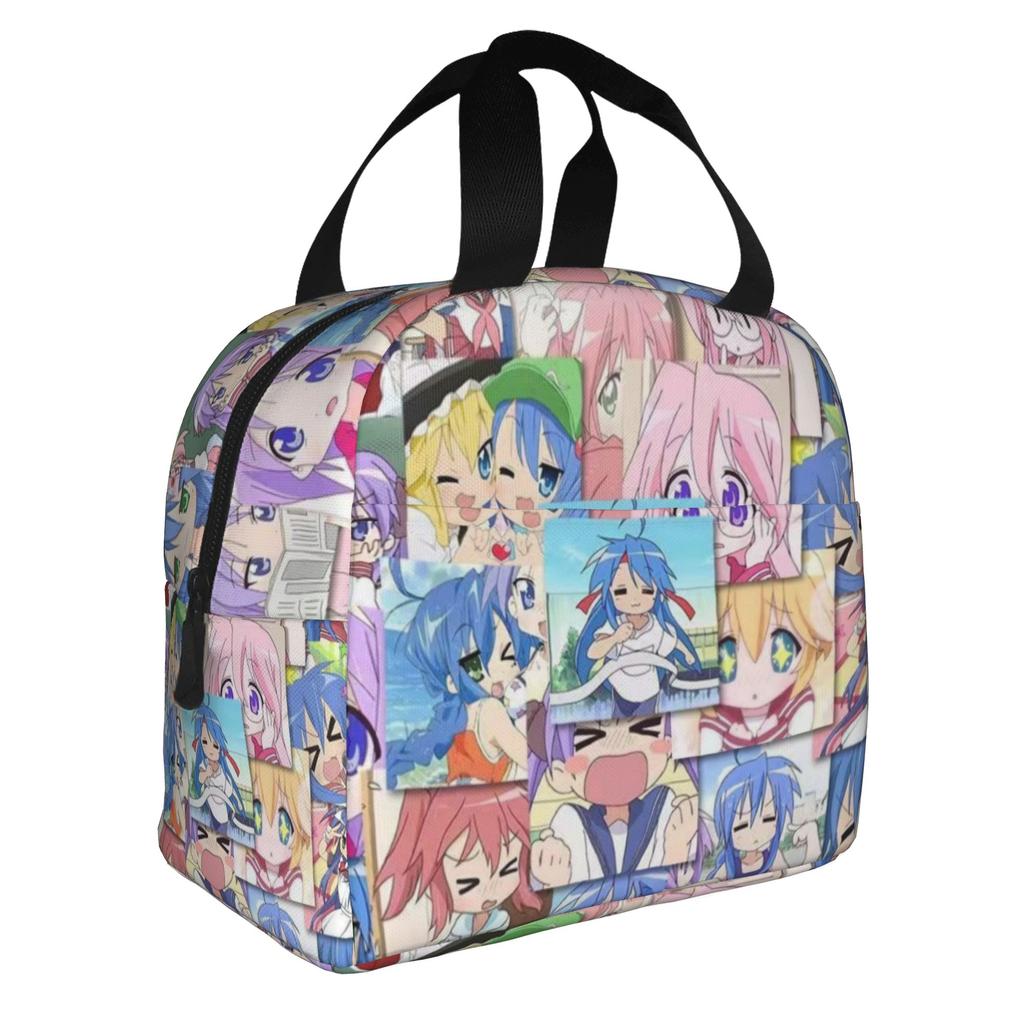 Anime Lucky Star Kawaii Portable Lunch Box for Women Multifunction Game Japanese Thermal Cooler Food Insulated Lunch Bag School