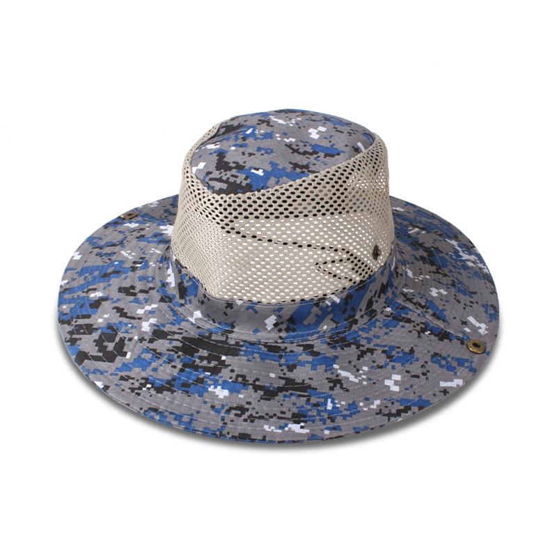 Updated Tactical Camouflage Male Bucket Hat Breathable Mesh 9cm Brim Sun Hat Male Foldable Outdoor Jungle Hunt Camping Angling  Practical Use