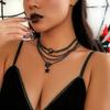 Punk Kallvind Svart Kostymkrage Gotisk 4-lagers Halsband Mode Hängsmycke Halsband Set Kvinnor