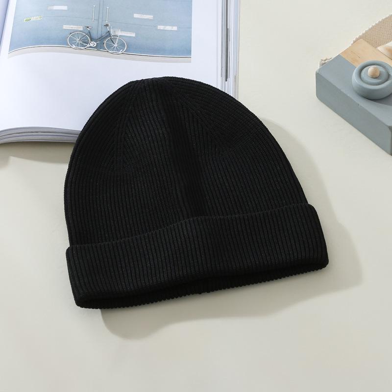 

Шерстяная шапка осенне-зимняя вязаная шапка мужская и женская модная брендовая шапка из дынной кожуры теплая шапка для защиты от холода average size чёрный