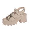 Fashion Large Size Women High Heeled Sandals Summer Punk Height Increasing Sandal Motorcycle Gothic Woman Shoes Khaki Platform Sandals