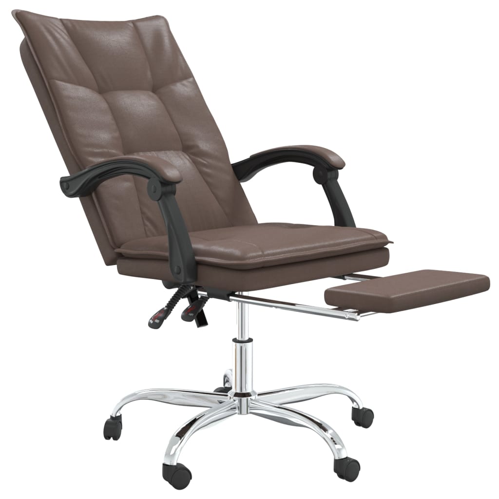 Vidaxl Foldable Office Chair, Brown, Faux Leather