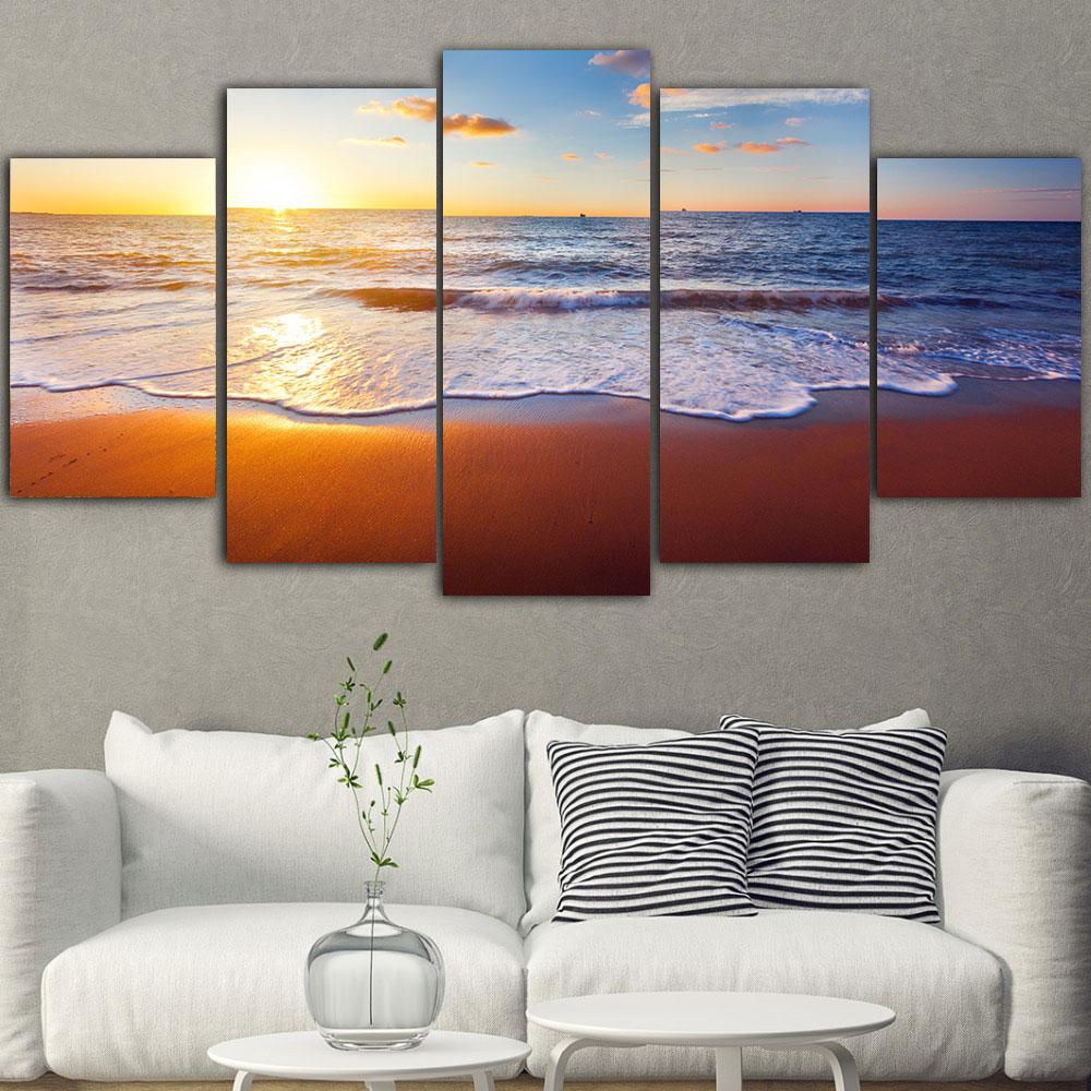 5pcs Seascape Wall Pictures Beach Sea Ocean Canvas Painting Wall Art Landscape Posters Prints for Living Room Decor No Frame