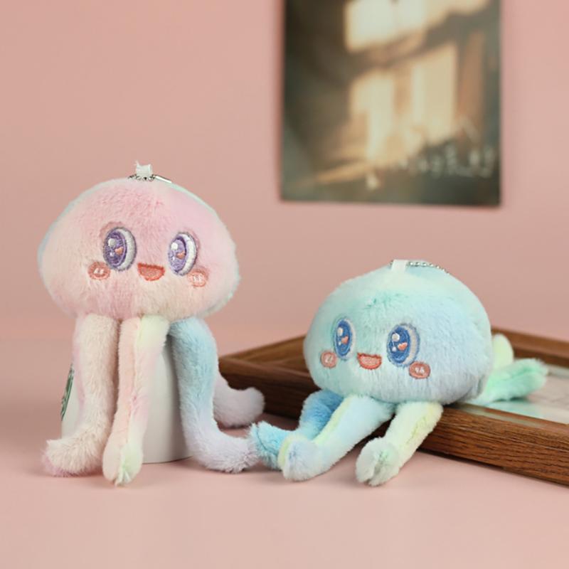 1Pcs Plush Cute Marine Animal Jellyfish Octopus Doll Keychain Bag Decoration Pendant Keychain Girl Bag Keychain Kawaii Keychain