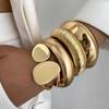 Ingemark 4 Style Vintage Irregular Ellipse Smooth Curved Bracelets Women Trendy Punk Arc Striped Openning Spring Bangle Jewelry
